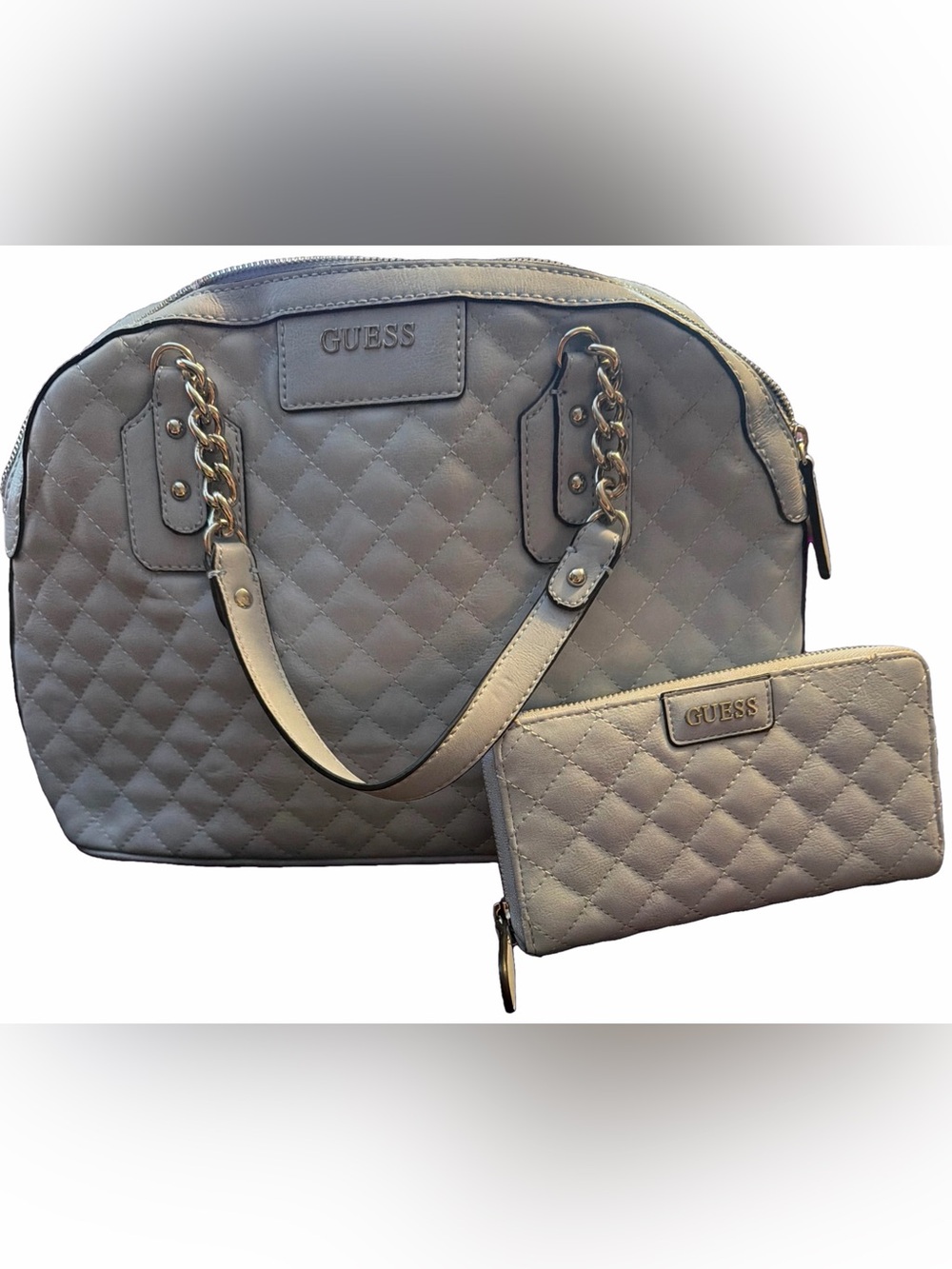 NWOT- GUESS- 2014 Tiller Quilted Satchel and Zip-Around Wallet Set